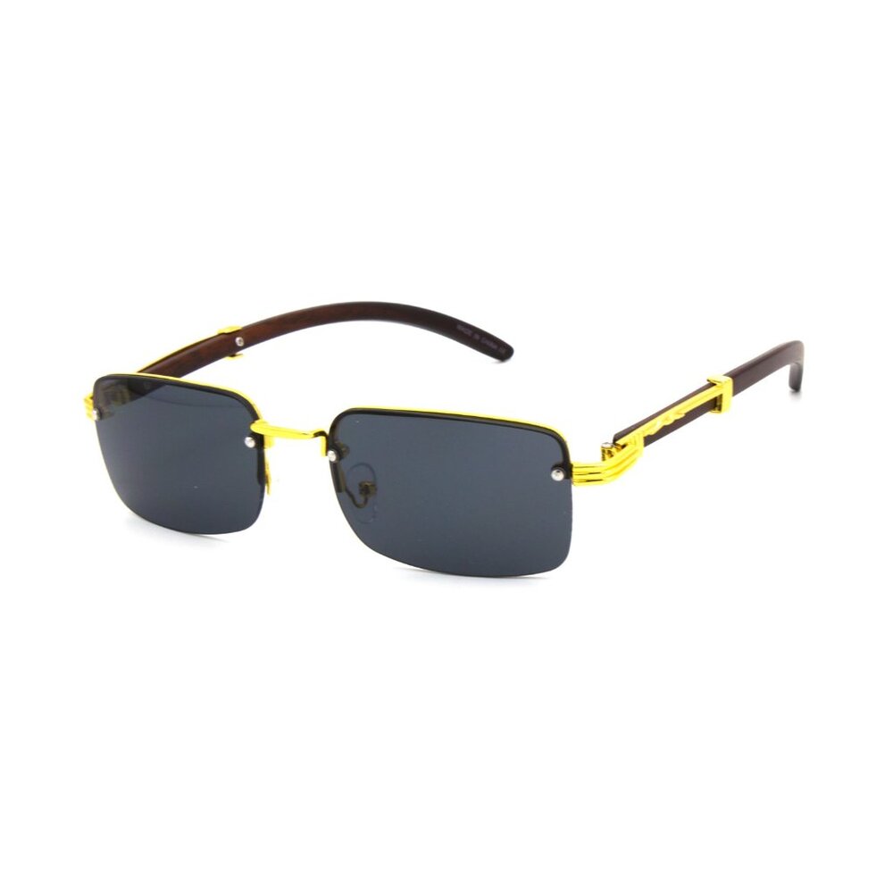 Men Sunglasses Black Lens Rimless Luxury Retro Shades Gold Metal Lentes Hip Hop